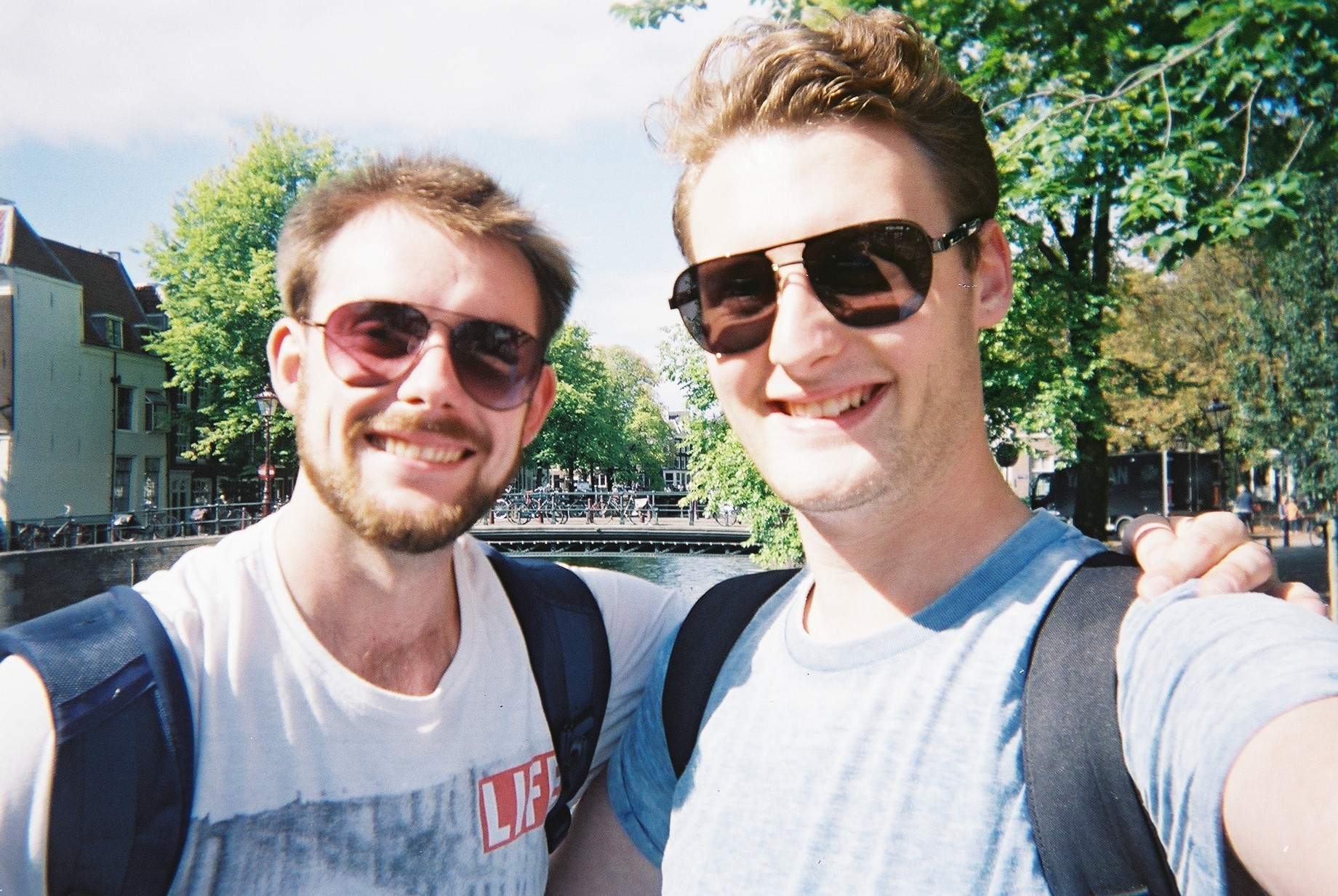 Adam and Glen 1st day in Amsterdam for IBC 2014! Taken on a disposable camera by Glen Symes.